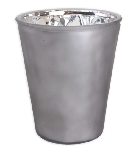 475865 GLASS POT V SHAPED GREY METAL