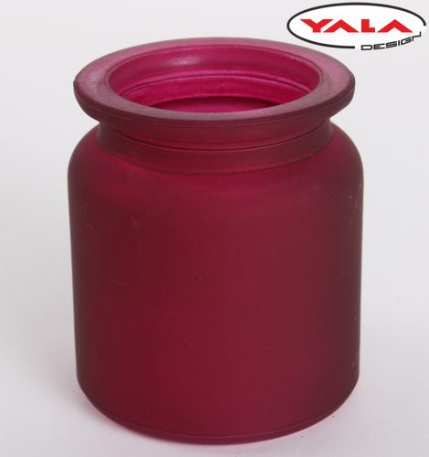 475870 GLASS TEA LIGHT HOLDER ROUND WITH COLLAR CLARET FROSTED