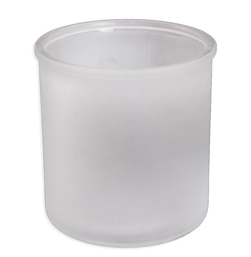 475897 GLASS POT ROUND SANDBLASTED WHITE