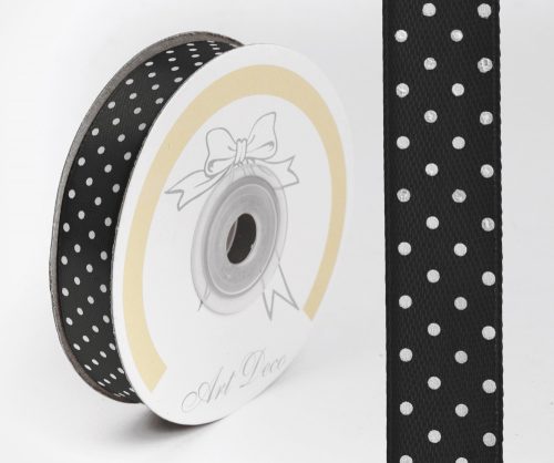 SATIN RIBBON  DOTTED BLACK