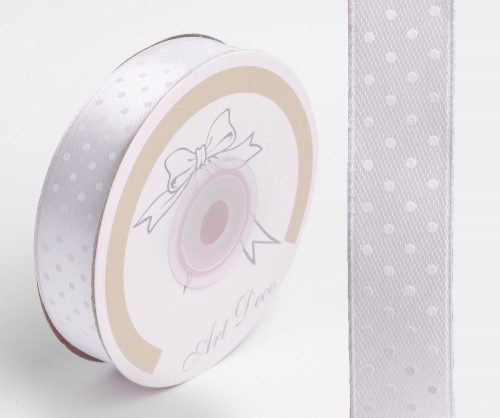 SATIN RIBBON, DOTTED WHITE