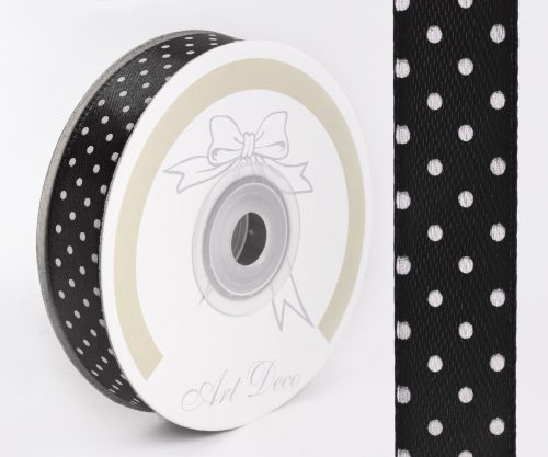 SATIN RIBBON  DOTTED  BLACK