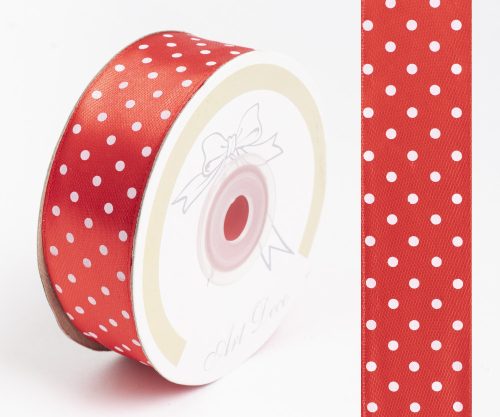 SATIN RIBBON, DOTTED RED