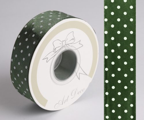 SATIN RIBBON, DOTTED GREEN