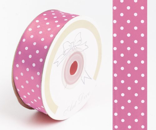 SATIN RIBBON, DOTTED DARK PINK