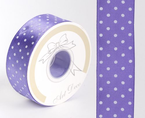 SATIN RIBBON  DOTTED  LAVENDER