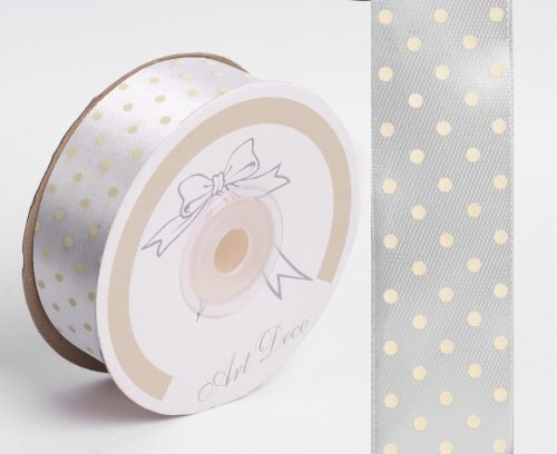 SATIN RIBBON, DOTTED WHITE