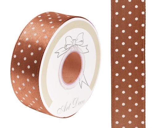 SATIN RIBBON  DOTTED COPPER