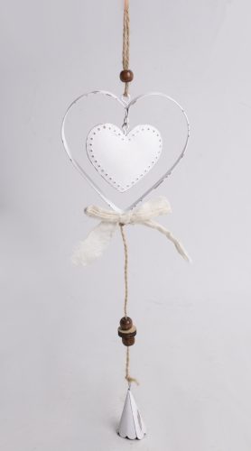 METAL HANGING   ORNAMENT  HEART IN HEART SET OF 3