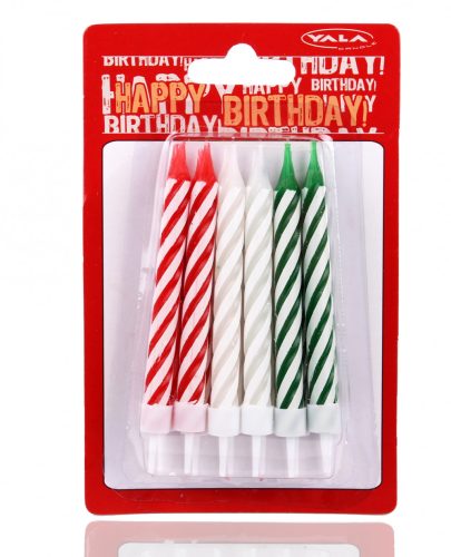 497123 CAKE CANDLE, SET OF 12, HUNGARIAN FLAG PATTERN - RED, WHITE, GREEN