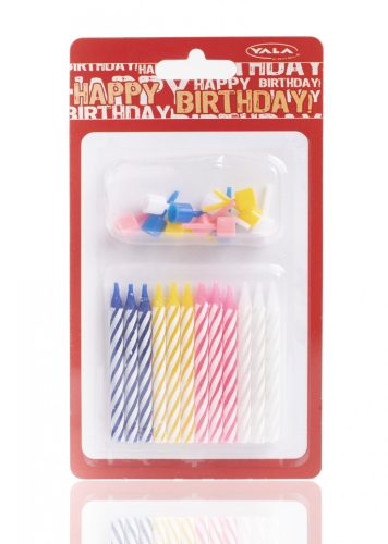 497159 BIRTHDAY CANDLES SET OF 12 WITH HOLDER