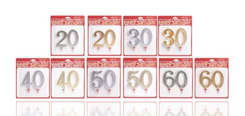 497181 BIRTHDAY CANDLES 20-60 MIX SILVER/GOLD