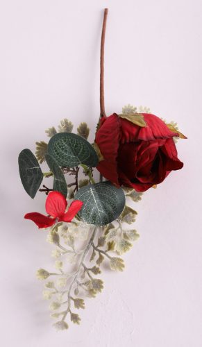 504247 ARTIFICIAL FLOWER ROSE PICK WITH LEAF, BOURDEX