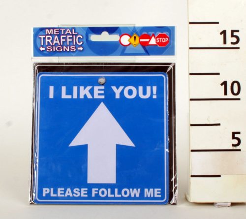 634038 METAL TRAFFIC SIGN, I LIKE YOU! PLEASE FOLLOW ME SIGN