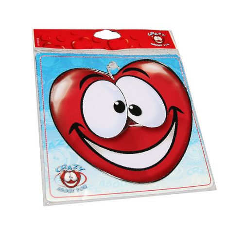 634081 METAL SIGN, HEART SHAPED, SMILY FACE WITH SUCTION CUP CRAZY