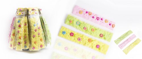 640095 TEXTILE HAIRBAND WITH WOODEN FLOWERS