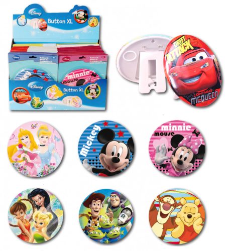 DISNEY BUTTON BADGES ON BLISTER CARD IN DISPLAY