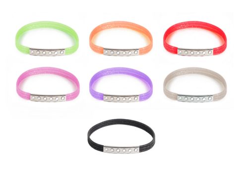 682129 SILICONE GLITTER BRACELET WITH SIX STONE METAL PLATE