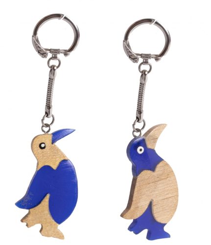 WOOD INLAY PENGUIN KEYRING