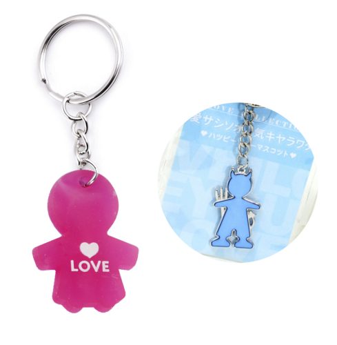 METAL KEYRING BOY LOVE PINK