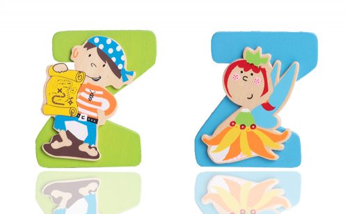 WOODEN PIRATE OR FAIRY ALPHABET LETTER Z IN POLYBAG