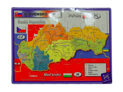 727911 WOODEN PUZZLE, SLOVAKIA MAP, 28 PIECES
