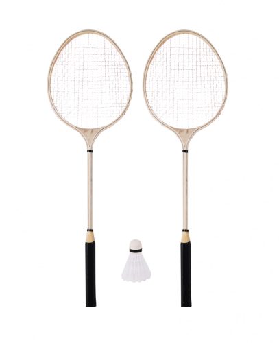 730144 BADMINTON WOODEN SET, 2 RACKETS AND 1 BALL