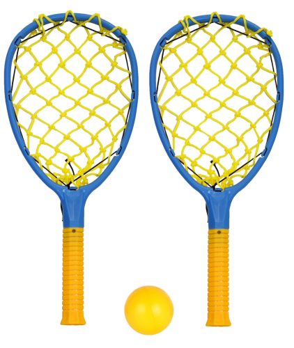 PLASTIC AND RUBBER STRING TOSS RACKET AND BALL SET
