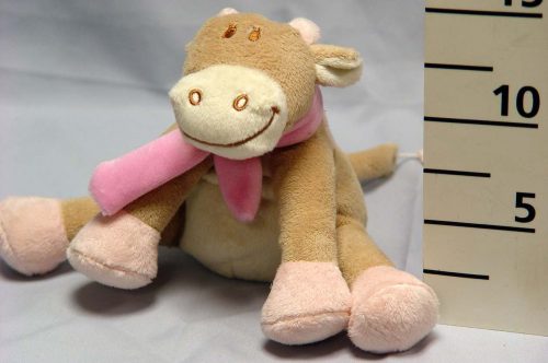 817113 PLUSH COW WITH PINK SCARF, LIGHTBROWN