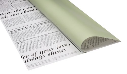 PLASTIC WRAPPING SHEET, SET OF 20, 2 SIDED, NEWSPAPER PATTERN, GREEN