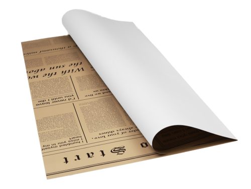 K063439 PLASTIC WRAPPING SHEET, SET OF 20, 2 SIDED, NEWSPAPER PATTERN, BROWN-WHITE