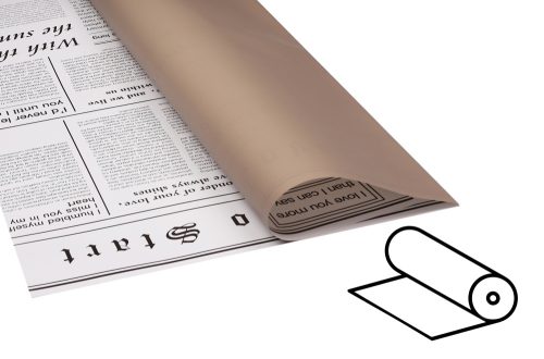 PLASTIC WRAPPING ROLL, 2 SIDED, NEWSPAPER PATTERN, BROWN