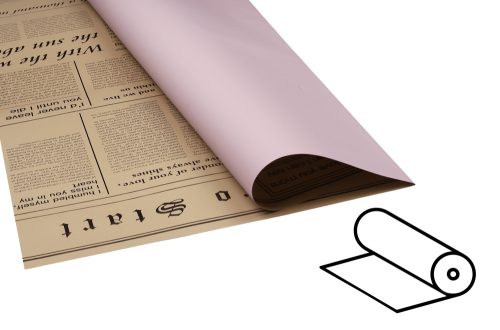 K063757 PLASTIC WRAPPING ROLL, 2 SIDED, NEWSPAPER PATTERN, POWDER