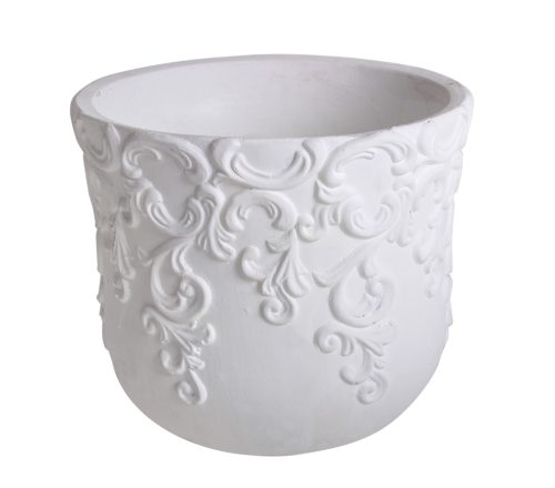 BETON PLANT POT  TENDRIL PATTERN WHITE