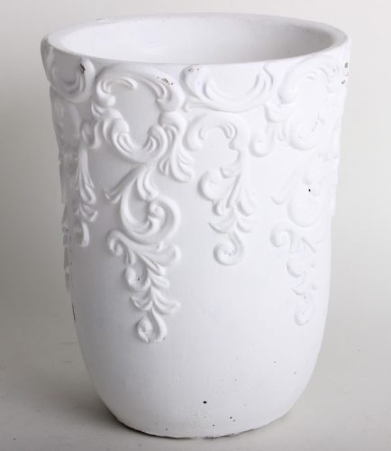 BETON PLANT POT TENDRIL PATTERN WHITE