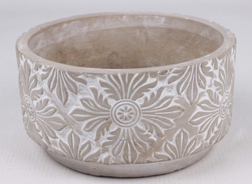 BETON PLANT POT BOWL FLOWER PATTERN GRAY