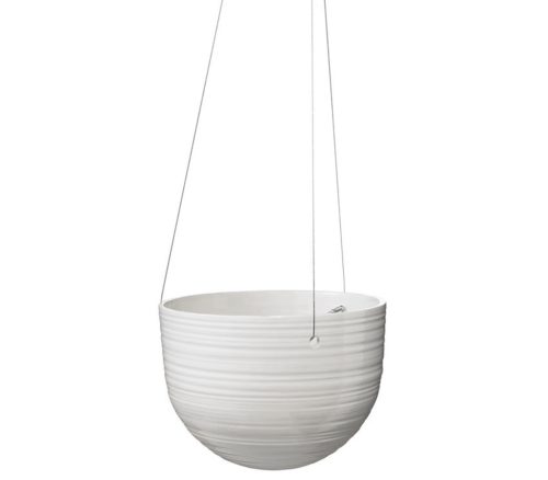 CERAMIC HANGING PLANT POT, BERGAMO, WHITE