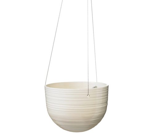 CERAMIC HANGING PLANT POT, BERGAMO, CREAM