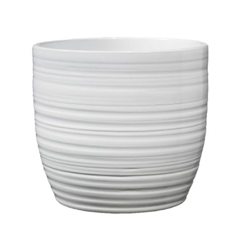 CERAMIC PLANT POT, BERGAMO, SHINY WHITE