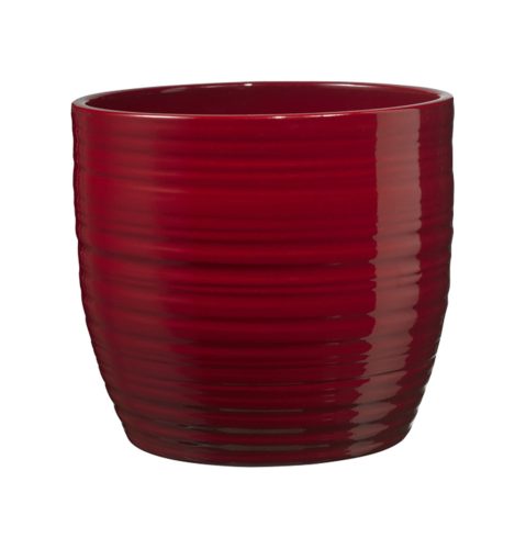 CERAMIC PLANT POT, BERGAMO, SHINY BORDEAUX