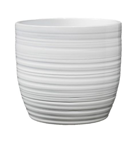 CERAMIC PLANT POT, BERGAMO, SHINY WHITE