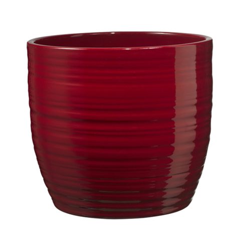 CERAMIC PLANT POT, BERGAMO, SHINY BORDEAUX