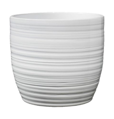 CERAMIC PLANT POT, BERGAMO, SHINY WHITE