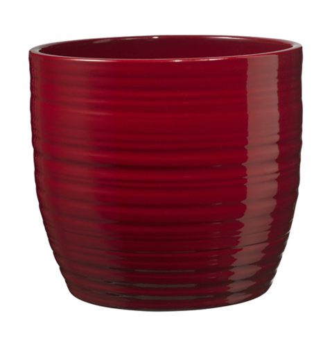 CERAMIC PLANT POT, BERGAMO, SHINY BORDEAUX