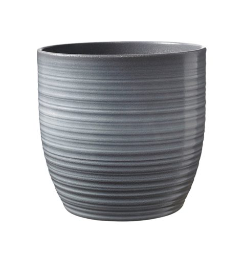 CERAMIC PLANT POT, BERGAMO, GRAY