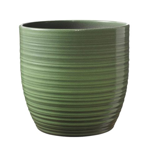 K192342 CERAMIC PLANT POT, BERGAMO, LEAVE GREEN