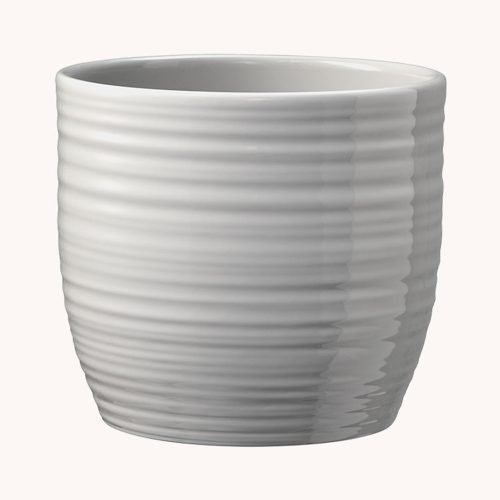 CERAMIC PLANT POT, BERGAMO, PURE GREY