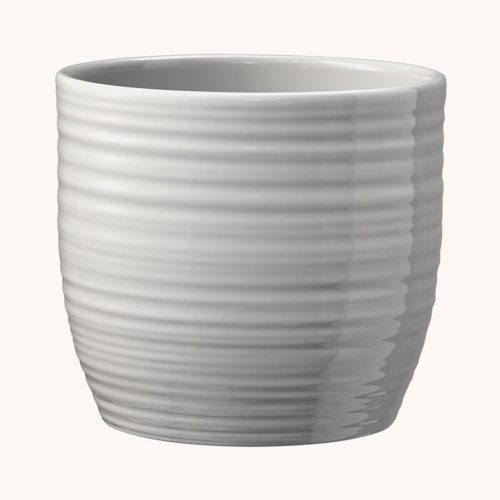 CERAMIC PLANT POT, BERGAMO, PURE GREY