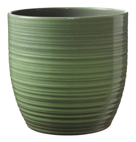 CERAMIC PLANT POT, BERGAMO, LEAVE GREEN