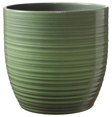 K192382 CERAMIC PLANT POT, BERGAMO, LEAVE GREEN